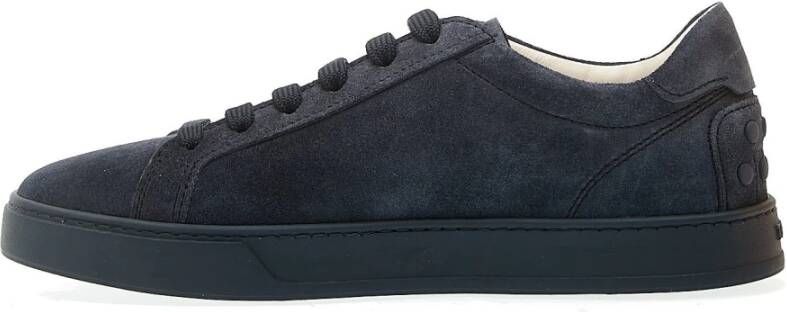 TOD'S Blauwe Suède Sneakers met Rubberen Zool Blue Heren