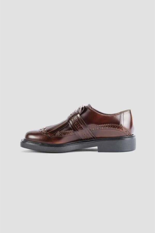 TOD'S Bourgondische Leren Derby Schoenen Brown Dames