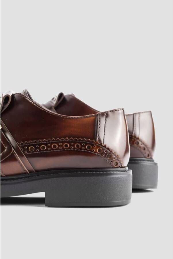 TOD'S Bourgondische Leren Derby Schoenen Brown Dames