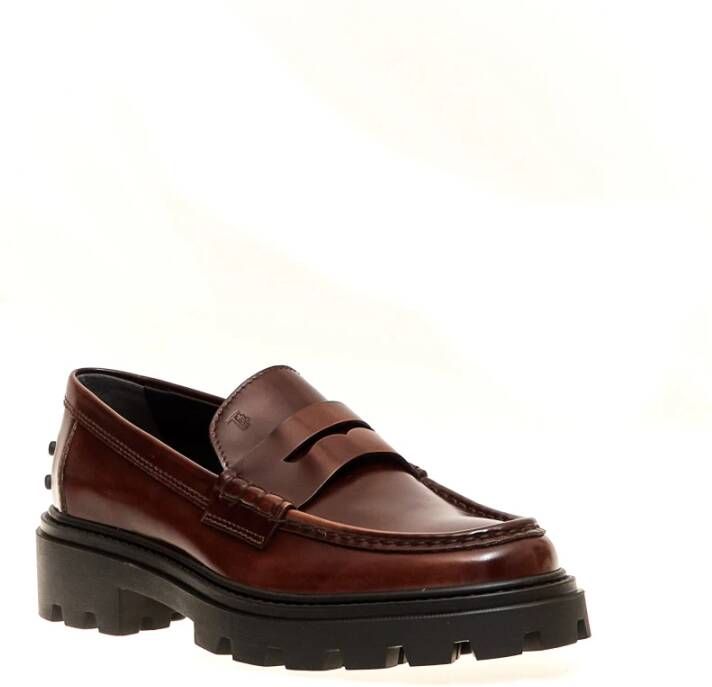 TOD'S Bruin leren Loafer schoenen Brown Dames