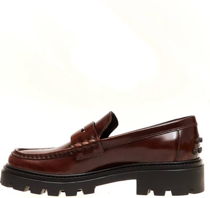 TOD'S Bruin leren Loafer schoenen Brown Dames