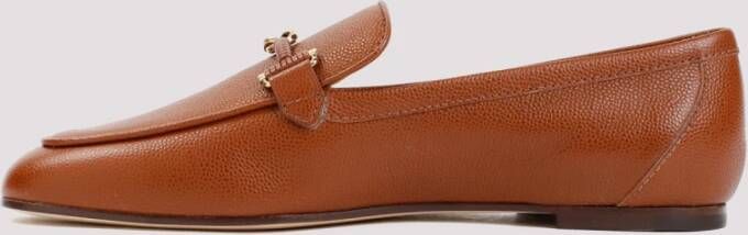 TOD'S Bruin Leren Loafers Minimalistisch Ontwerp Brown Dames