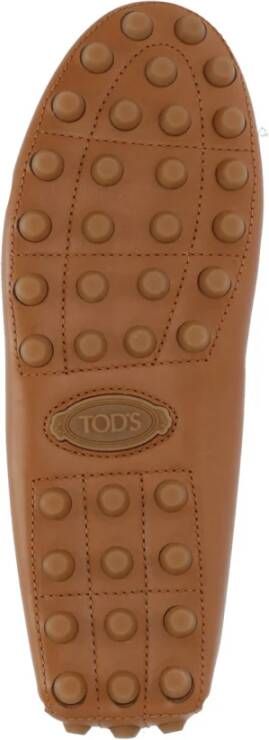 TOD'S Bruin Leren Loafers Ronde Neus Schoenen Brown Dames