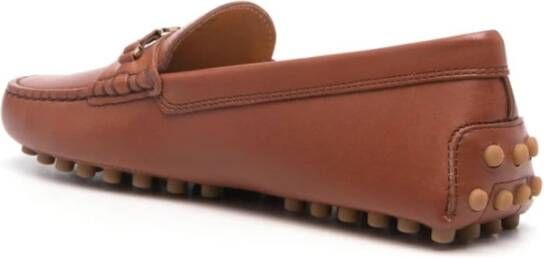 TOD'S Bruin Leren Platte Schoenen Brown Dames