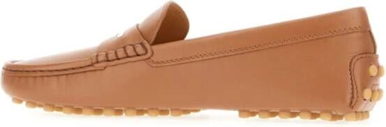 TOD'S Bruin Leren Platte Schoenen Studded Sole Brown Dames