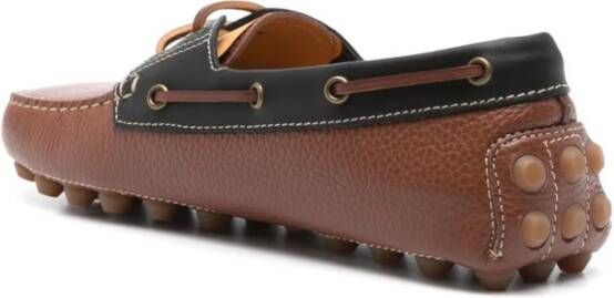 TOD'S Bruin Leren Platte Schoenen Vetersluiting Brown Heren