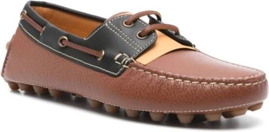 TOD'S Bruin Leren Platte Schoenen Vetersluiting Brown Heren