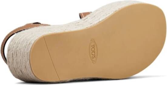 TOD'S Bruin leren sandalen met lagen Brown Dames