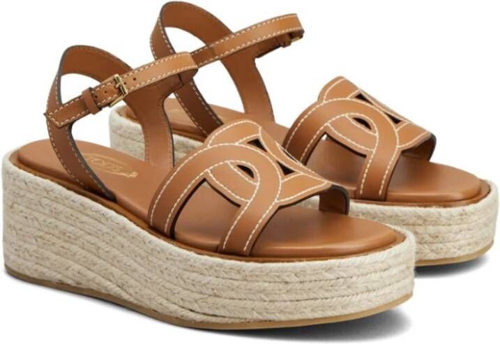 TOD'S Bruin leren sandalen met lagen Brown Dames