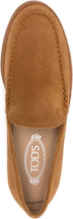 TOD'S Bruin Leren Sneakers met Studded Sole Brown Heren