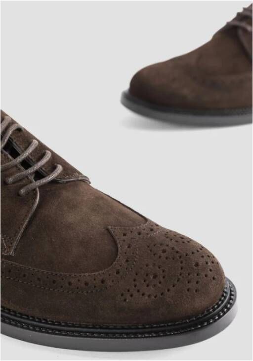 TOD'S Bruin Suède Leren Derby Brogues Brown Heren