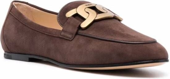 TOD'S Bruine Chain-Plaque Loafers Brown Dames