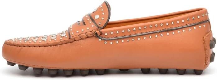 TOD'S Bruine leren Bubble Loafer met studs Brown Dames