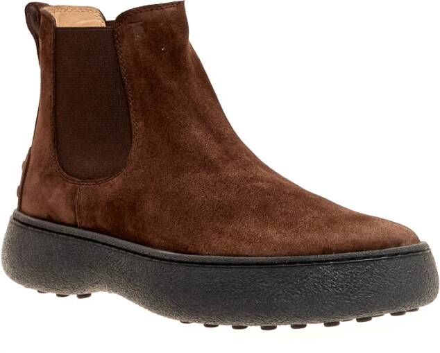 TOD'S Bruine leren enkellaarzen Brown Heren