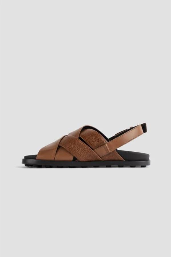 TOD'S Bruine leren gekruiste band sandalen Brown Dames