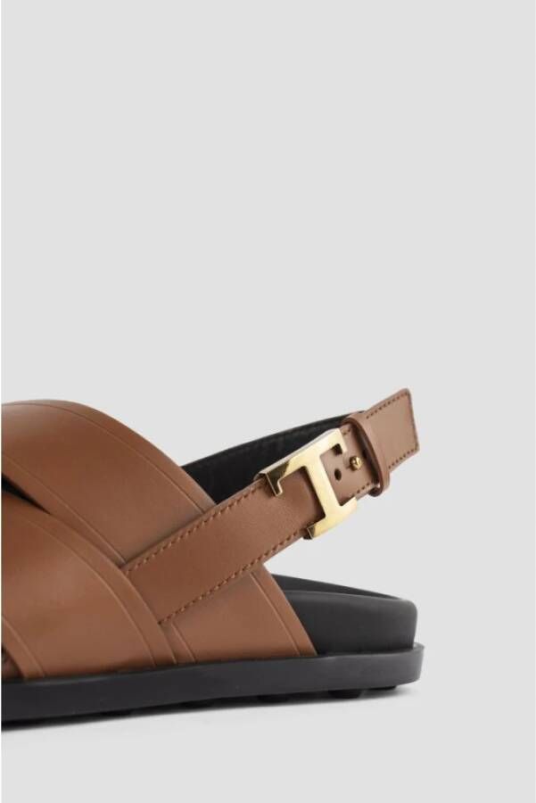 TOD'S Bruine leren gekruiste band sandalen Brown Dames