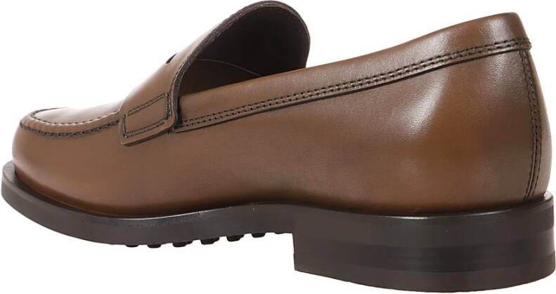 TOD'S Bruine leren instapper met monogram Brown Heren