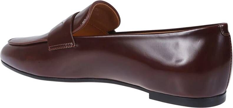 TOD'S Bruine leren instapper met zilveren metalen inzet Brown Dames