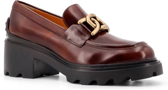 TOD'S Bruine Leren Loafer Schoenen Made in Italy Brown Dames