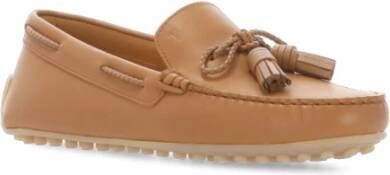 TOD'S Bruine Leren Loafers met Strik Brown Dames