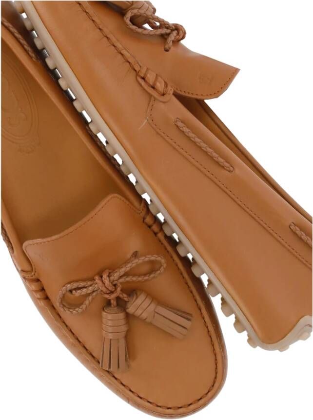 TOD'S Bruine Leren Loafers met Strik Brown Dames