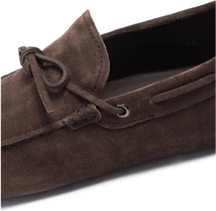 TOD'S Bruine leren platte schoenen met strikdetail Brown Heren