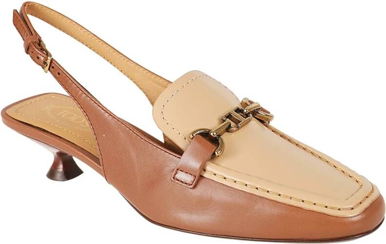 TOD'S Bruine Leren Sandalen met Moc. Ch Morsetto Brown Dames