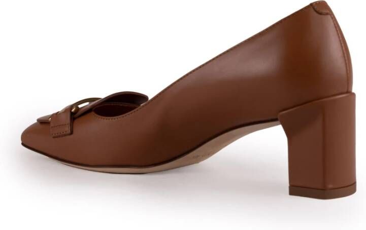 TOD'S Bruine Leren Schoenen met Metalen Staafdetail Brown Dames