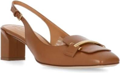 TOD'S Bruine leren slingback met metalen detail Brown Dames