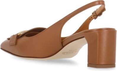 TOD'S Bruine leren slingback met metalen detail Brown Dames