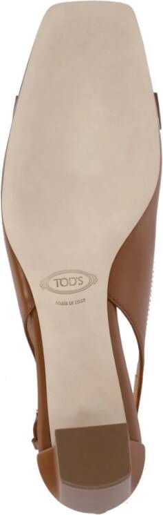 TOD'S Bruine leren slingback met metalen detail Brown Dames