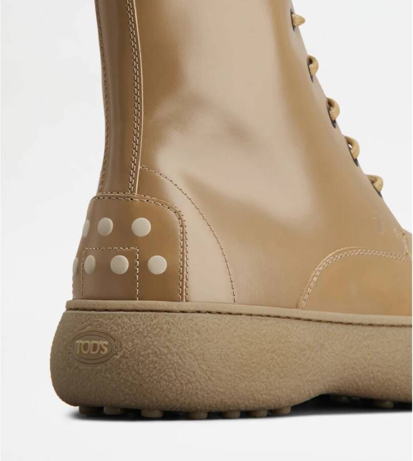 TOD'S Bruine leren veterschoenlaars Brown Dames