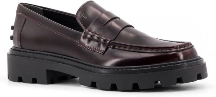 TOD'S Bruine Loafer Schoenen met Monogramdetail Brown Dames