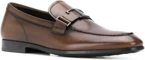 TOD'S Bruine Metallic Logo Moccasin Brown Heren