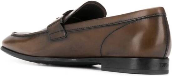 TOD'S Bruine Metallic Logo Moccasin Brown Heren