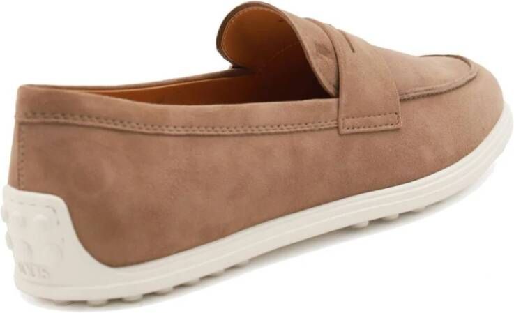 TOD'S Bruine platte schoenen met geborduurd logo Brown Dames