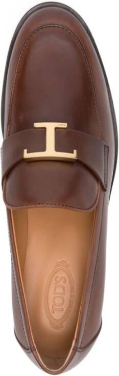 TOD'S Bruine platte schoenen met logo Brown Dames