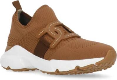 TOD'S Bruine Sneakers met Leren Kettingdetail Brown Dames