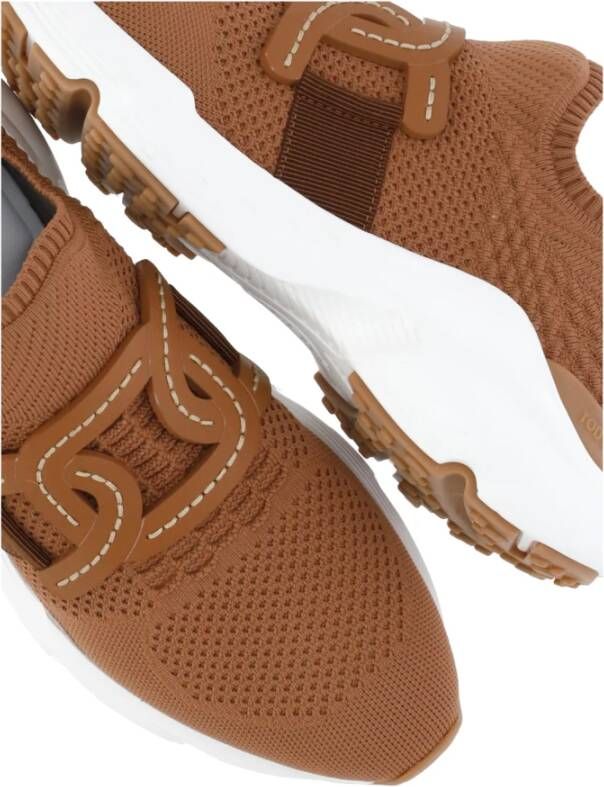 TOD'S Bruine Sneakers met Leren Kettingdetail Brown Dames