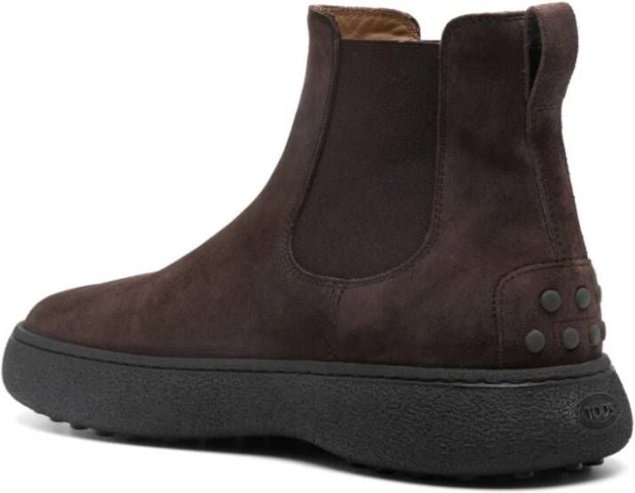 TOD'S Bruine Suède Enkellaarzen Brown Heren