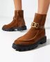 TOD'S Bruine Suède Enkellaarzen met Ketting Brown Dames - Thumbnail 2