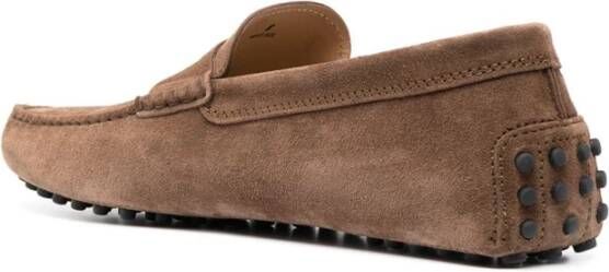 TOD'S Bruine Suède Gommino Rijgloafers Brown Heren