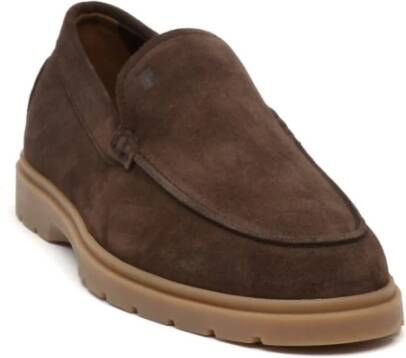 TOD'S Bruine Suède Loafer Rubberen Zool Brown Heren