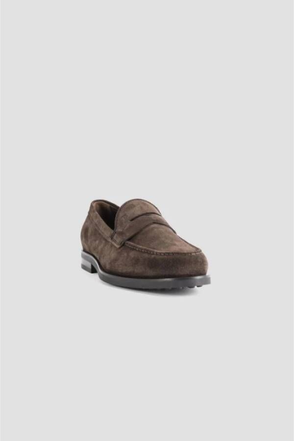 TOD'S Bruine Suède Loafers Rubberen Zool Brown Dames