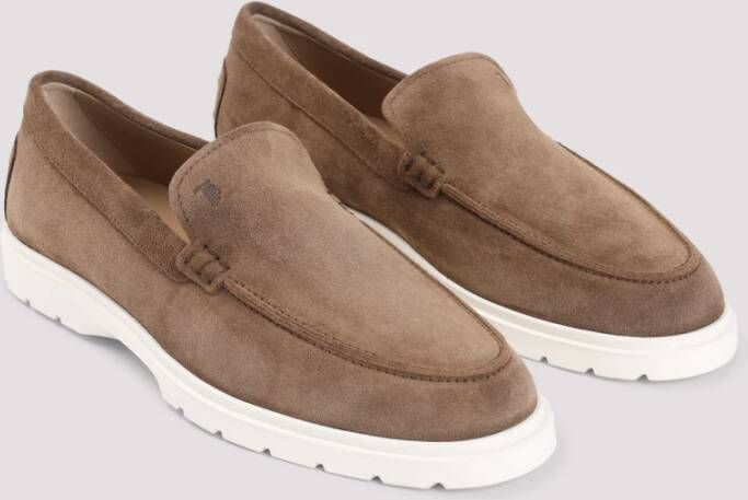 TOD'S Bruine Suède Loafers Stijlvolle Comfortabele Schoenen Brown Heren