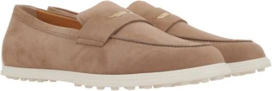 TOD'S Bruine Suède Penny Loafer Schoenen Beige Dames