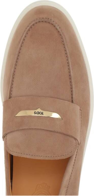 TOD'S Bruine Suède Penny Loafer Schoenen Beige Dames