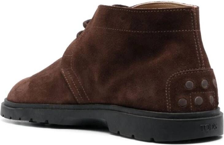 TOD'S Bruine Suède Veterschoenen Brown Heren