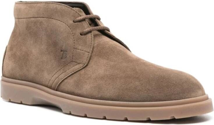 TOD'S Bruine Suède Veterschoenen Brown Heren