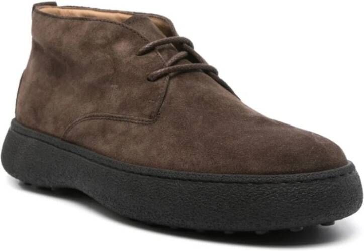 TOD'S Bruine Suède Veterschoenen Brown Heren